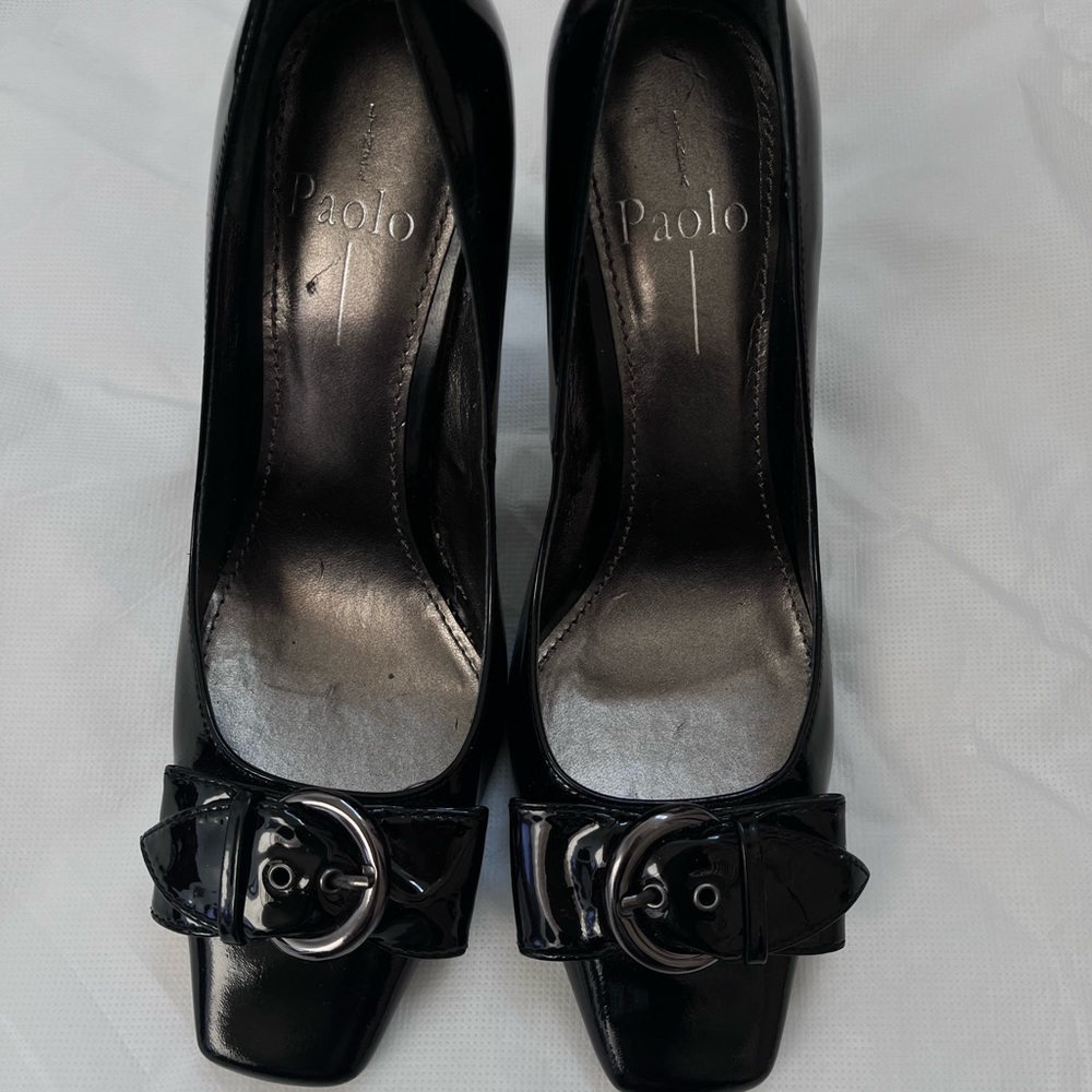 Paolo Black Patent Leather Heels